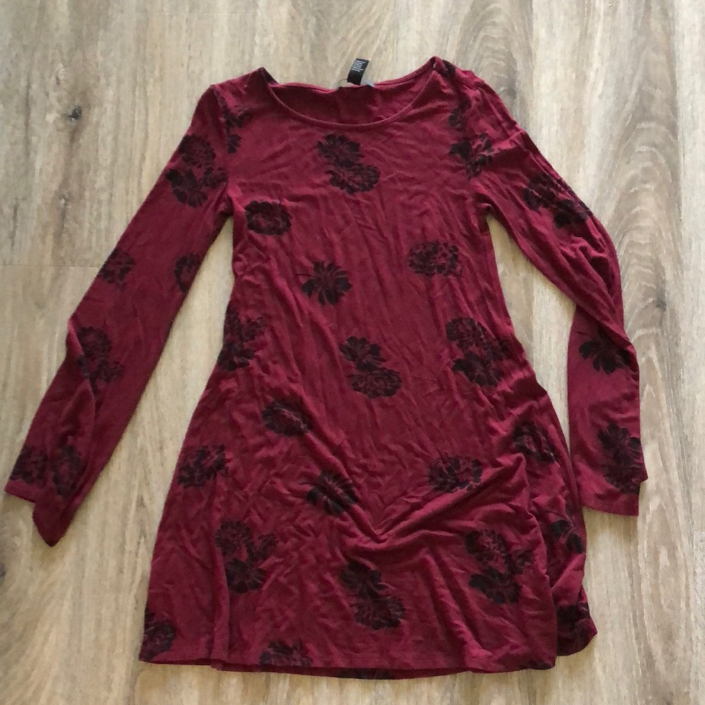 Maroon and black swing dress